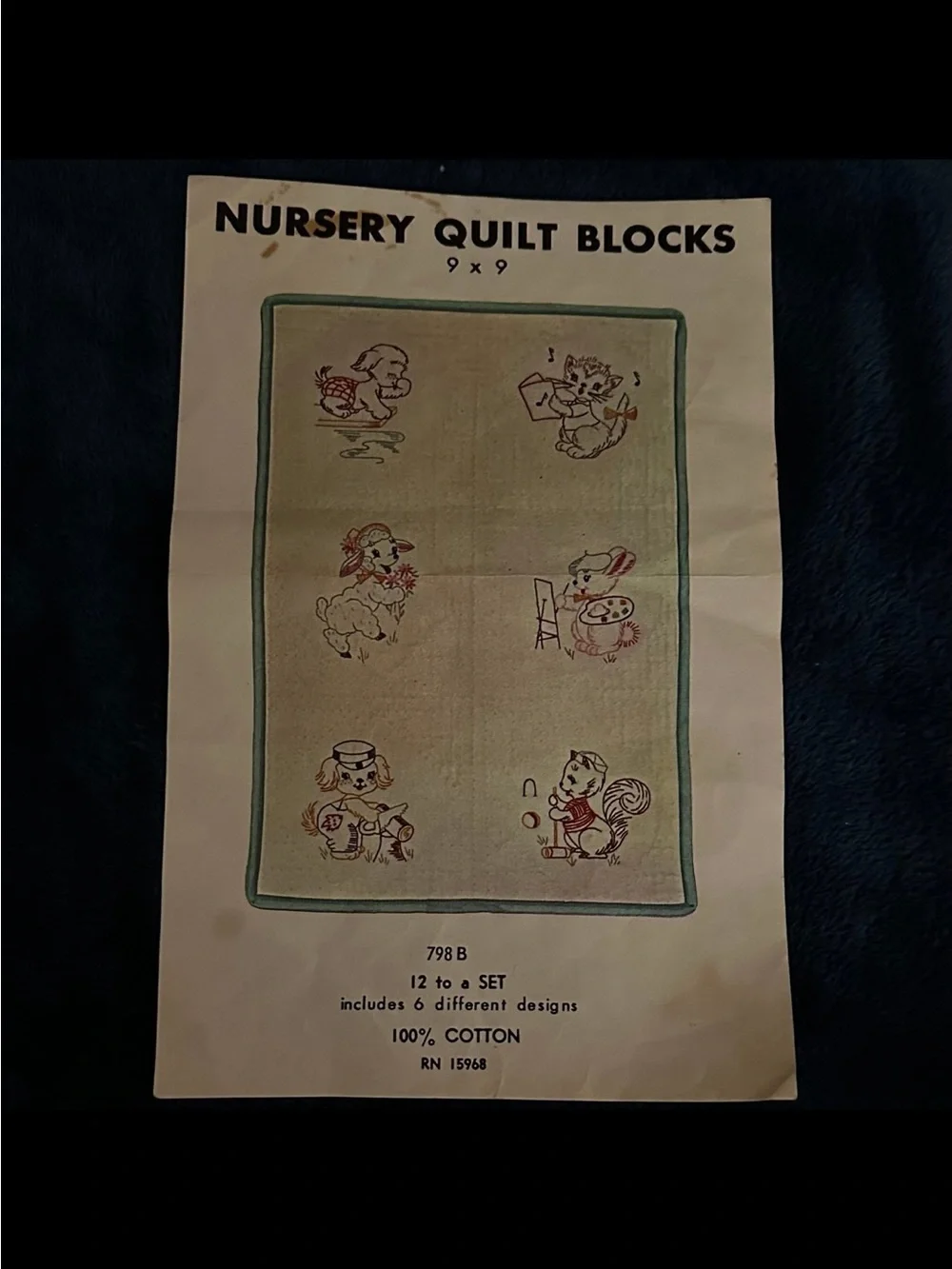 Vintage 9x9 Nursery Quilt Blocks - 12 Completed